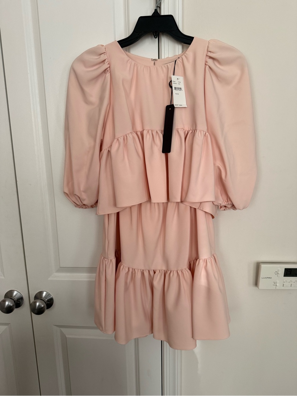 Black Halo Puff-Sleeve Tiered 2-Pece in Blush Pink